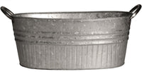 Oval Tub Planter With Handles, Galvanized Metal, 12-In.