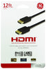 GE 12 ft. L HDMI Cable With Ethernet 3.5 mm