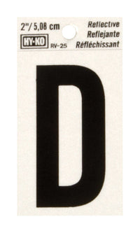 Hy-Ko 2 in. Reflective Black Vinyl Letter D Self-Adhesive 1 pc. (Pack of 10)