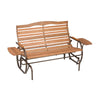 Jack Post Country Garden 2 Person Bronze Steel/Wood  Hi-Back Double Glider with Trays