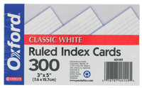 Oxford 40149 3 X 5 White Ruled Index Cards 300 Count