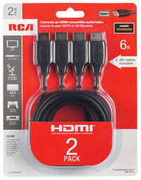 HDMI Audio/Video Cables, 6-Ft. 2-Pk.