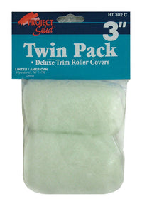 Linzer  Project Select  Polyester  3/8 in.  x 3 in. W Mini  Paint Roller Cover  2 pk