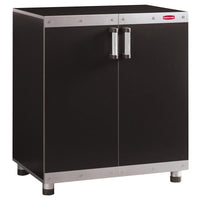 Rubbermaid 34 in. H X 29.8 in. W X 19.3 in. D Black/Silver Metal/Wood Free-Standing Cabinet