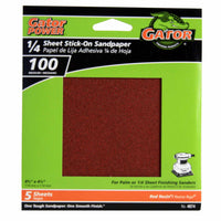 Sanding Sheet, Aluminum Oxide, 100-Grit, 4-1/2 x 4-1/2-In., 5-Pk.