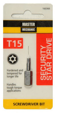 Torx Security Bit, TX15, 1-In. (Pack of 6)