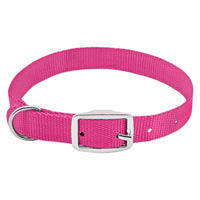 Dog Collar, Adjustable, Pink Nylon, 3/4 x 17 to 20-In. (Pack of 3)