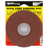 Forney 5 in.   Aluminum Oxide Adhesive Sanding Disc 36 Grit Coarse 3 pk