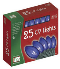 Christmas Lights Set, Clear Blue C9 Bulbs, 25-Ct.