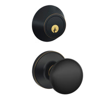 Schlage Stratus Aged Bronze Knob and Single Cylinder Deadbolt 1-3/4 in.