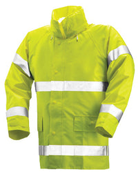 High-Visibility Jacket, Lime Yellow PVC On Polyester, Medium