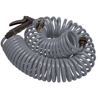 Orbit Comfort Grip ABS Thread Grey Coil Garden Hose 25 ft. with 8-Pattern Nozzle