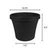 Bloem Terra Black Plastic UV-Resistant Tapered Planter 8.5 H x 10 Dia. in.