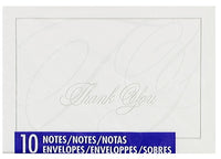 MeadWestvaco 90046 4" X 5-3/4" Silver Embossed Thank You Notes 10 Count