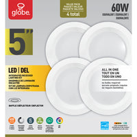 Globe Electric White 5 in. W Plastic LED Recessed Light 60 watts