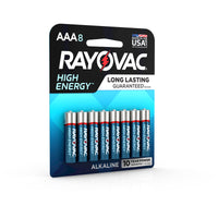 Rayovac High Energy AAA Alkaline Batteries 8 pk Carded