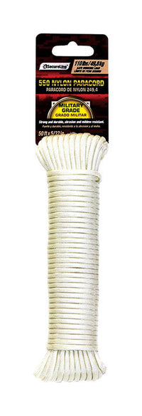 SecureLine 5/32 in. D X 50 ft. L White Diamond Braided Nylon Paracord