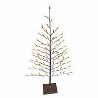 LED Flat Stick Snow Covered Tree, Warm White Caps, 42-In.