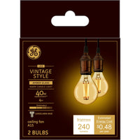 GE Lighting Vintage Style A15 E12 (Candelabra) LED Bulb Warm Candle Light 40 Watt Equivalence 2 pk