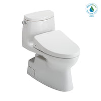 TOTO® WASHLET+® Carlyle® II One-Piece Elongated 1.28 GPF Toilet with Auto Flush WASHLET+® S500e Contemporary Bidet Seat, Cotton White - MW6143046CEFGA#01