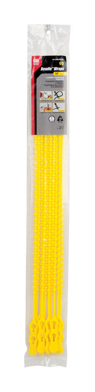 Gardner Bender 18 in. L Yellow Beaded Cable Tie 10 pk