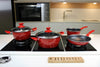 Fit Red Cookware Set 7 Pieces Porcelain On Steel