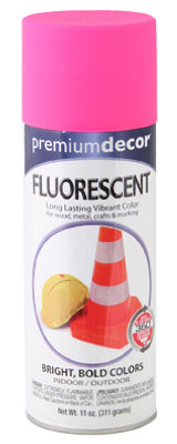 Premium Decor Fluorescent Spray Paint, Interior/Exterior, Electric Pink, 11-oz.