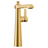 Brushed gold one-handle high arc bathroom faucet