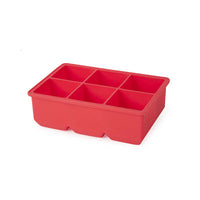 Ice Cube Tray, Red Silicone, 6-Cube