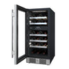 23 BOTTLE 15 IN BUILT-IN BLACK STAINLESS DUAL ZONE WINE COOLER