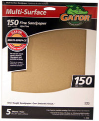 Sandpaper, Fine 150-Grit, 9 x 11-In., 5-Pk.