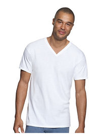 Hanes  ComfortSoft  L  Short Sleeve  Men's  V-Neck  white  Tee Shirt