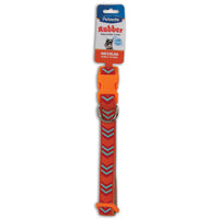 Dog Collar, Orange Chevron Pattern, Adjustable, 14-In. to 20-In. (Pack of 2)