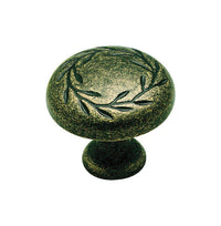 Amerock  Natures Splendor  Round  Cabinet Knob  1-5/16 in. Dia. 1-1/16 in. Weathered Brass  1 pk