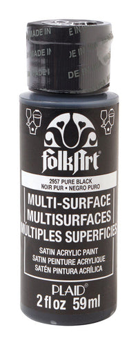 Plaid FolkArt Satin Pure Black Hobby Paint 2 oz. (Pack of 3)