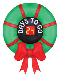 Occasions  Countdown Wreath  Christmas Inflatable  Polyester  Red/Green