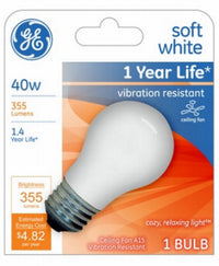 GE 40 W A15 A-Line Incandescent Bulb E26 (Medium) Soft White 1 pk