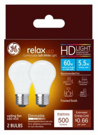 GE Relax A15 E26 (Medium) LED Bulb Soft White 60 Watt Equivalence 2 pk