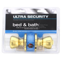 Ultra Security Polished Brass Bed and Bath Knob Right or Left Handed