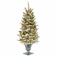 Feel Real Artificial Pre-Lit Christmas Entrance Tree, Snowy Sheffield Spruce, 70 Clear Lights, 4-Ft.