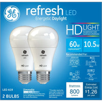 GE  A19  E26 (Medium)  LED Bulb  Daylight  60 Watt Equivalence 2 pk