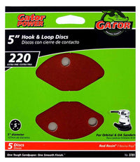 Gator 5 in. Aluminum Oxide Hook and Loop Sanding Disc 220 Grit Extra Fine 5 pk