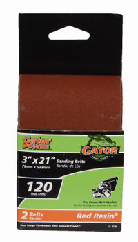 Gator 21 in. L X 3 in. W Aluminum Oxide Sanding Belt 120 Grit Fine 2 pc