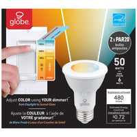 Globe Electric  PAR20  E26 (Medium)  LED Bulb  Daylight  50 Watt Equivalence 2 pk