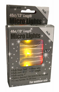 LED Christmas Light Set, Multi Micro/Silver Wire, Battery-Operated, 40-Ct. (Pack of 24)