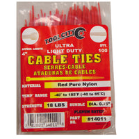 Tool City 4 in. L Red Cable Tie 100 pk