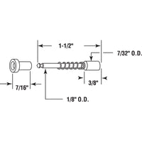 Prime-Line Window Screen Plunger Latch 3/8" To 7/16" Aluminum 3/8" To 7/16" 100 / Box