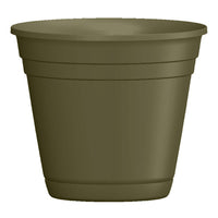 Riverland Planter With Saucer, Olive Green Resin, 12-In.