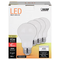 Feit Electric A19 E26 (Medium) LED Bulb Soft White 40 Watt Equivalence 4 pk