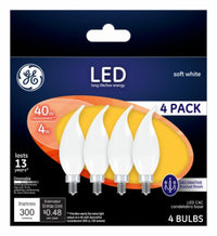 LED Decorative Light Bulb, Frosted, 4-Watts, 4-Pk.